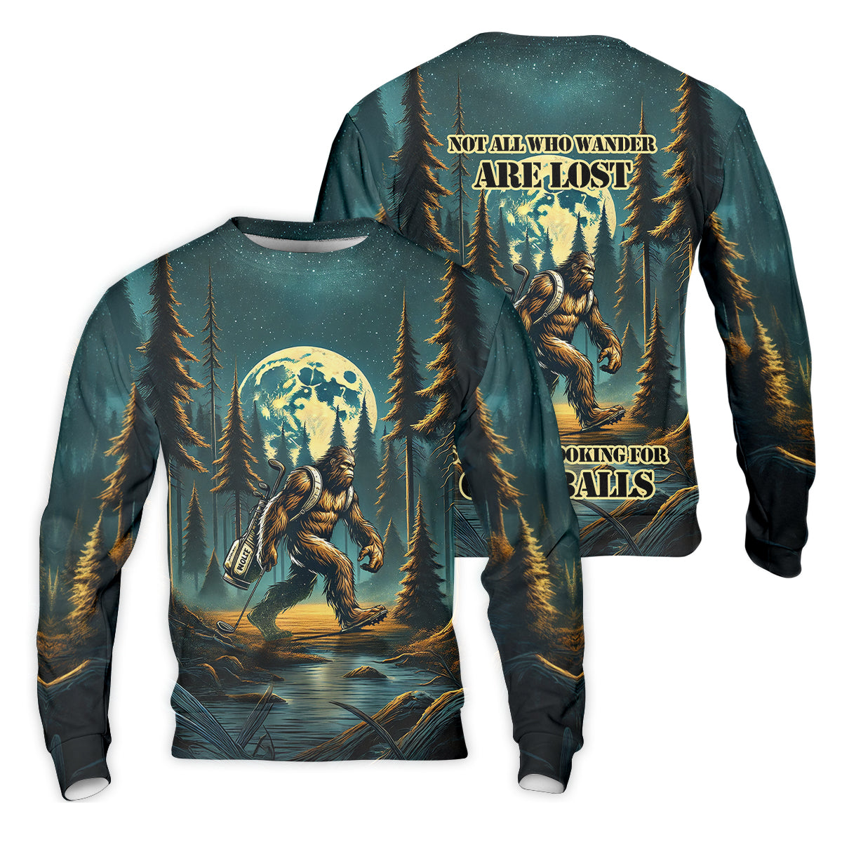 Bigfoot Forest Custom Men's Funny Golf Polo Shirt, Golf Gifts For Dad, Golf Presents