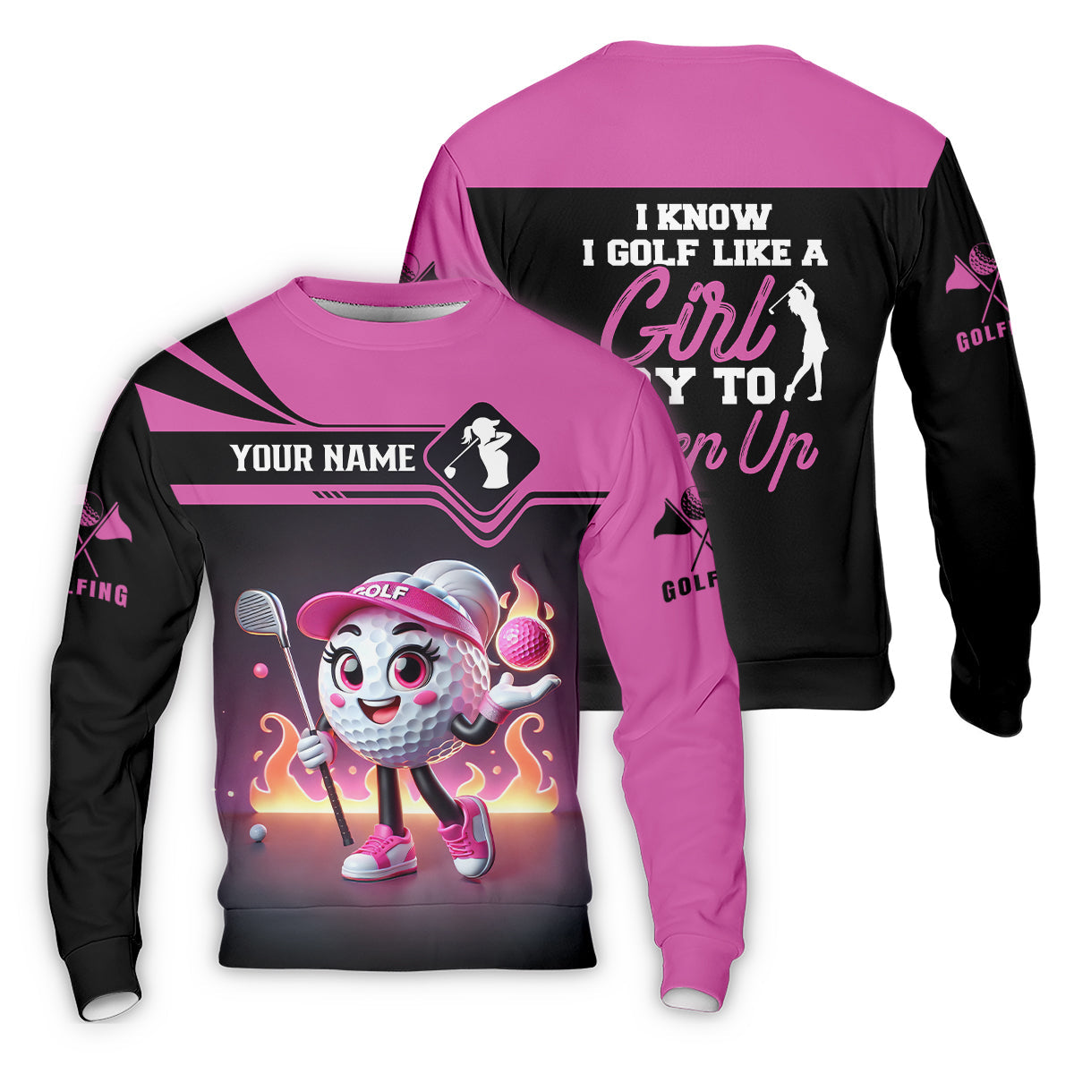 I Know I Golf Like A Girl Try To Keep Up Custom Funny Womens Golf Polo Shirt, Ladies Golf Shirt