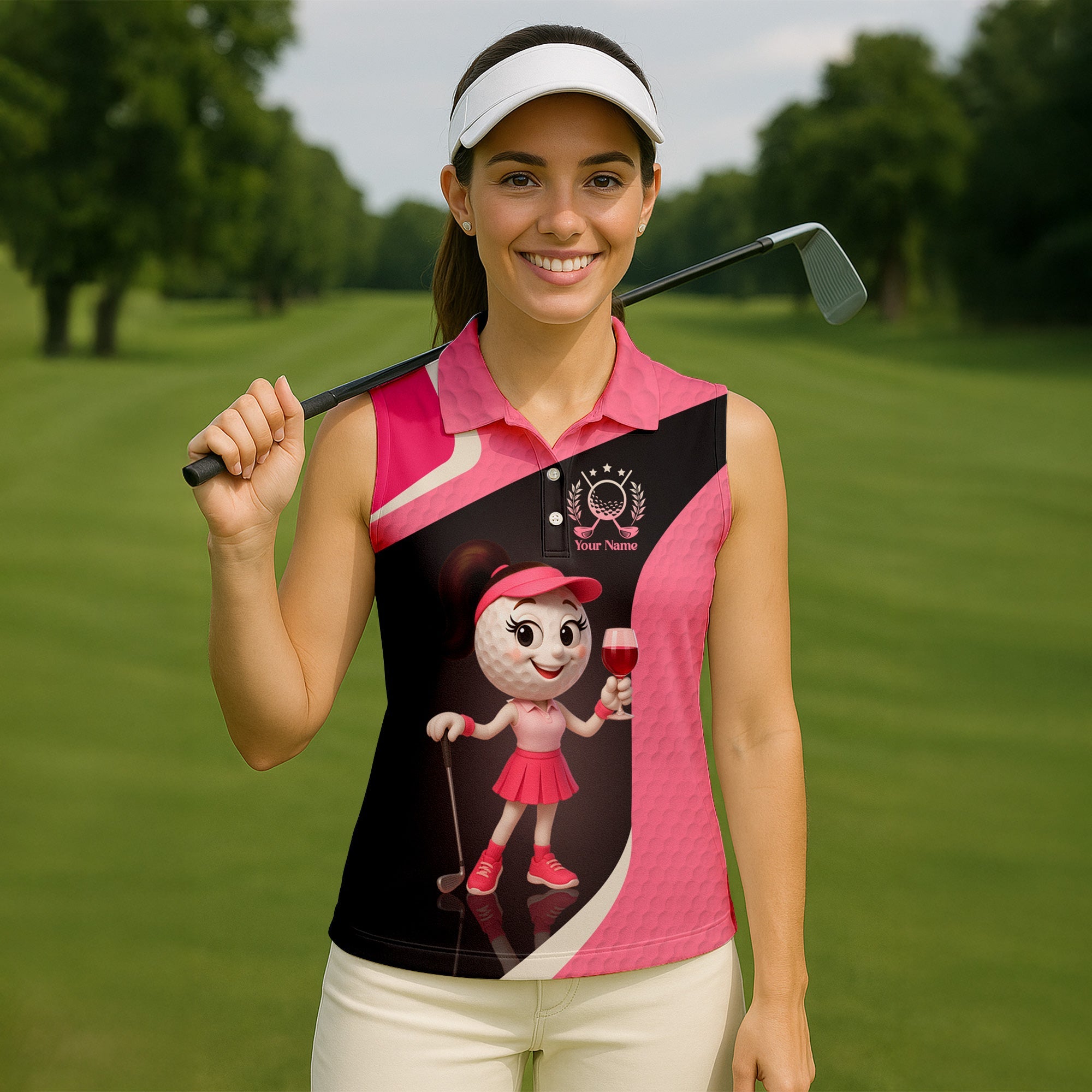 Golf Now Wine Later Funny Womens Golf Polo Shirt, Womens Golf Tops, Custom Ladies Golf Shirt