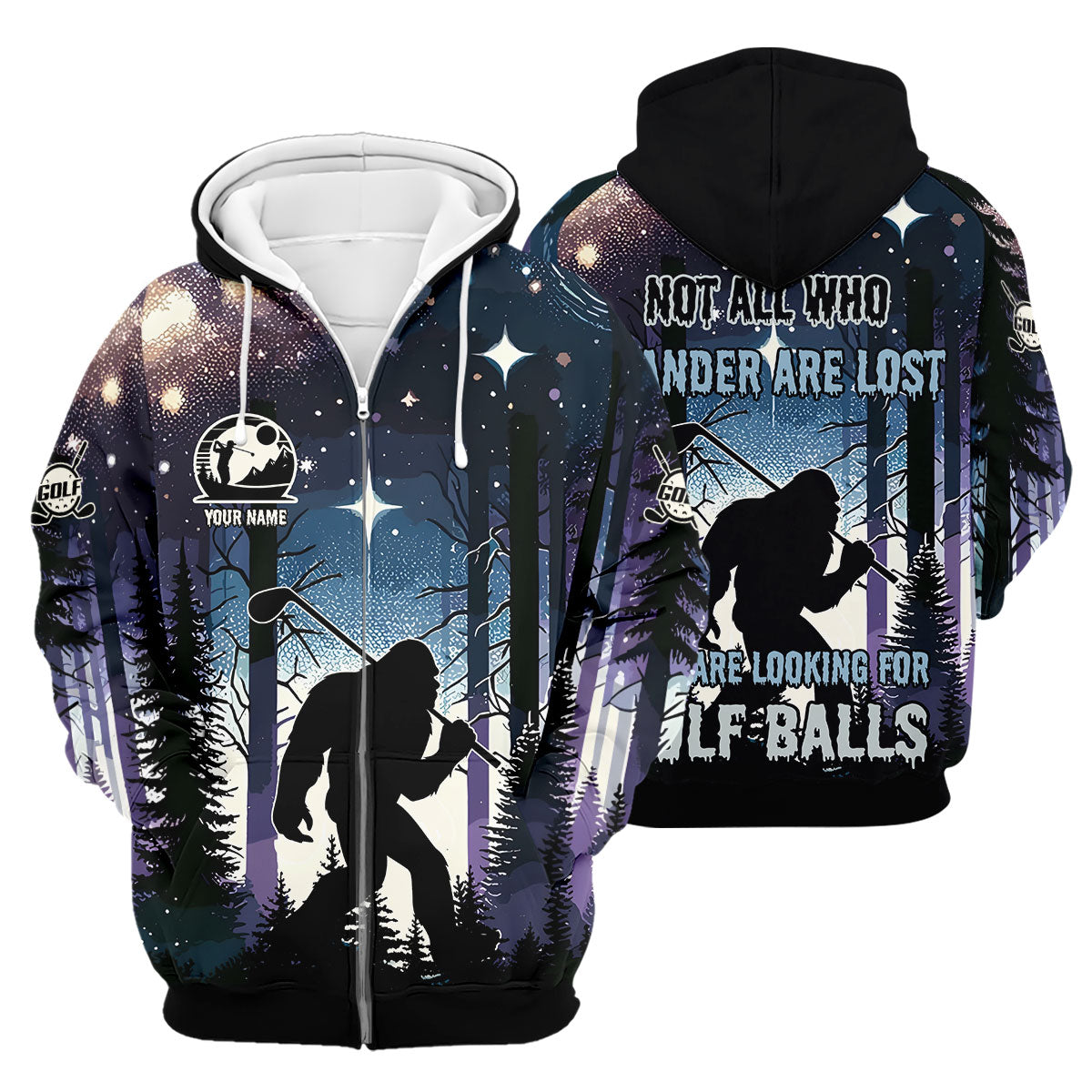 Funny Bigfoot Custom Golf Polos For Men, Golf Shirts For Men, Mens Golf Gift, Gift For Golfers