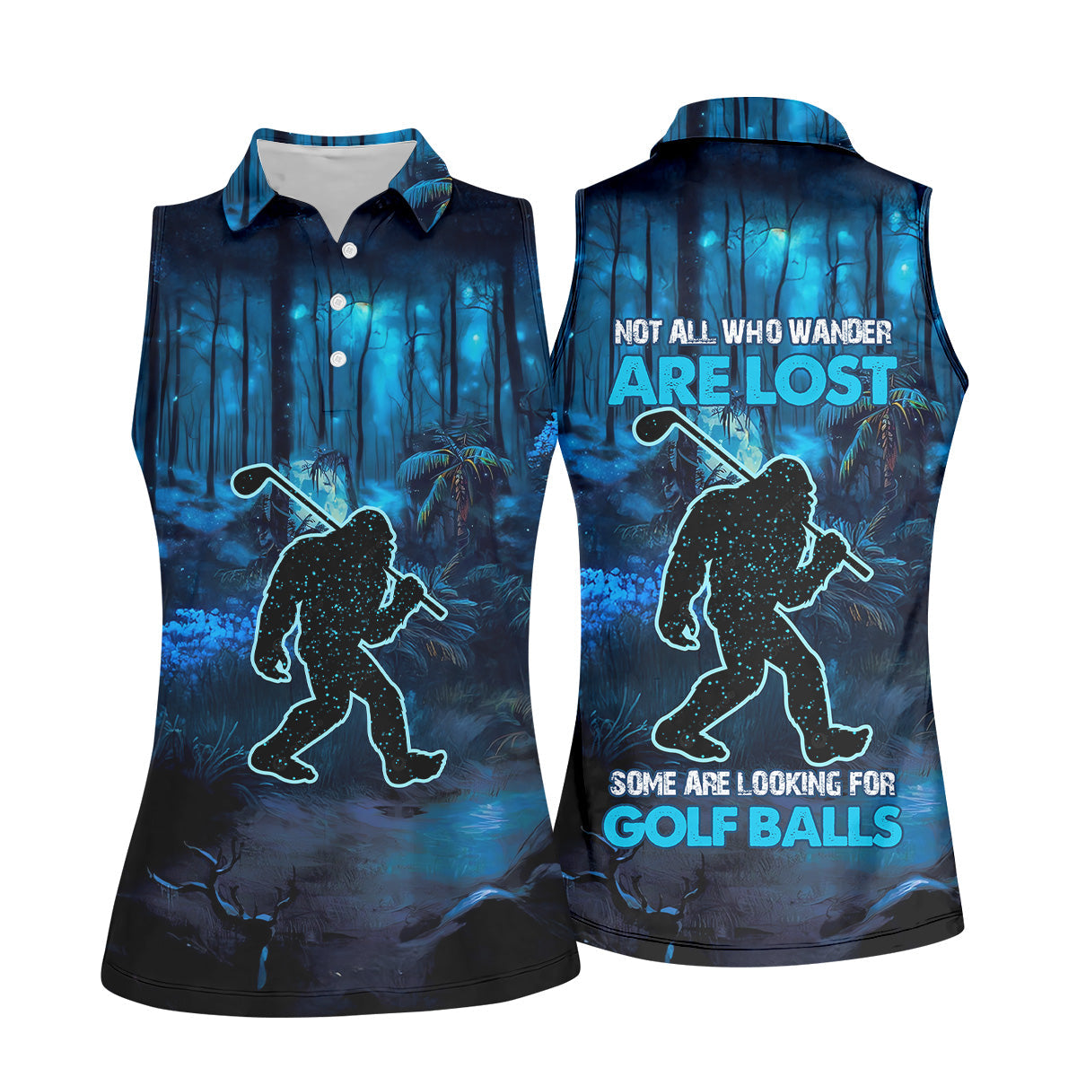 Not All Who Wander Are Lost Bigfoot Women's Golf Polo Shirt, Bigfoot Golf Shirt, Ladies Golf Shirt, Women Golf Shirt