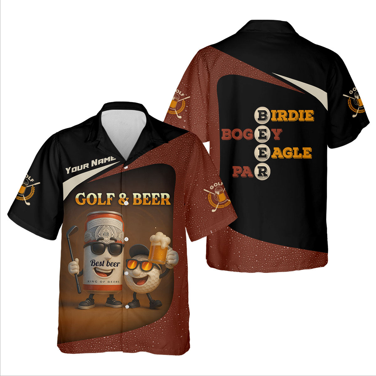Golf And Beer Custom Men's Polo Shirts, Dad Golf Gift, Golfing Apparel, Gifts For Beer Lovers