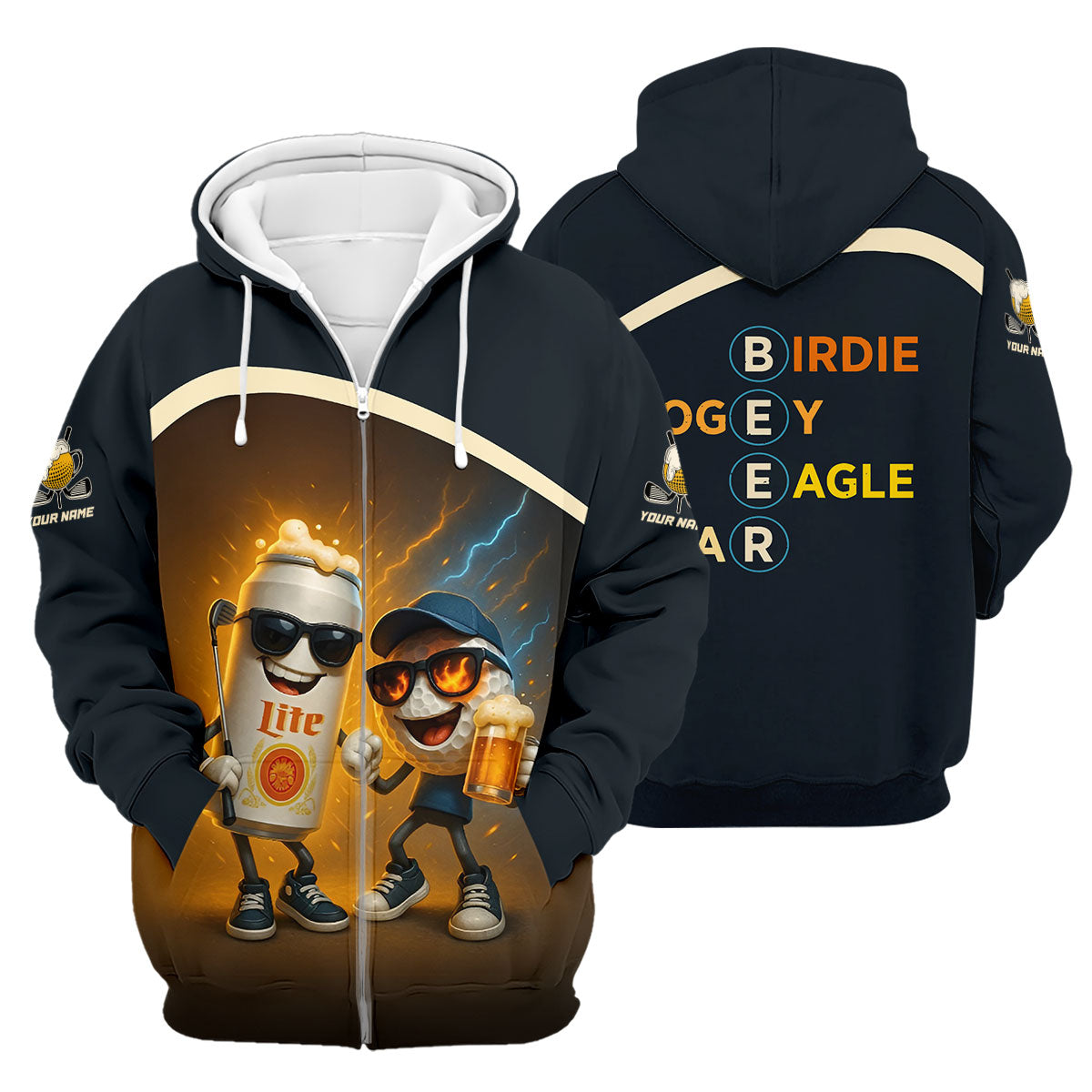 Funny Golf And Beer Custom Polos For Men, Dad Golf Gift, Golfing Apparel, Mens Polo Shirts