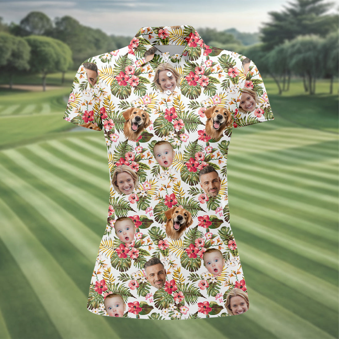 Custom Hawaiian Shirt With Face, Womens Golf Gifts, Women's Long Sleeve Golf Shirts, Ladies Golf Tops