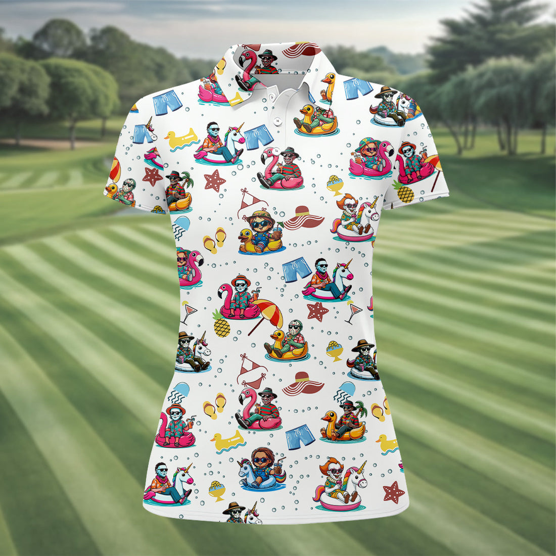 Halloween Summer, Fun Golf Polos, Sleeveless Womens Golf Shirts, Ladies Golf Shirts, Michael Myers, Freddy Krueger, Pennywise