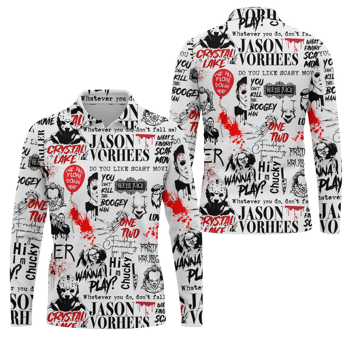 Never Stop Dreaming Halloween Golf Shirt, Mens Funny Golf Shirts, Horror Movie Shirt