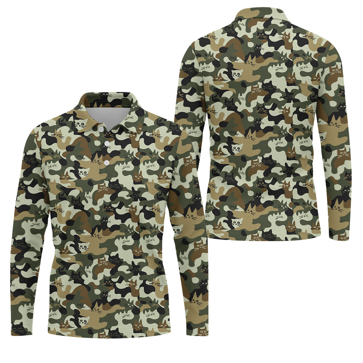 Funny Cat Camo Men's Golf Polo Shirt, Cat Golf Shirt, Funny Golf Shirt, Mens Golf Gift