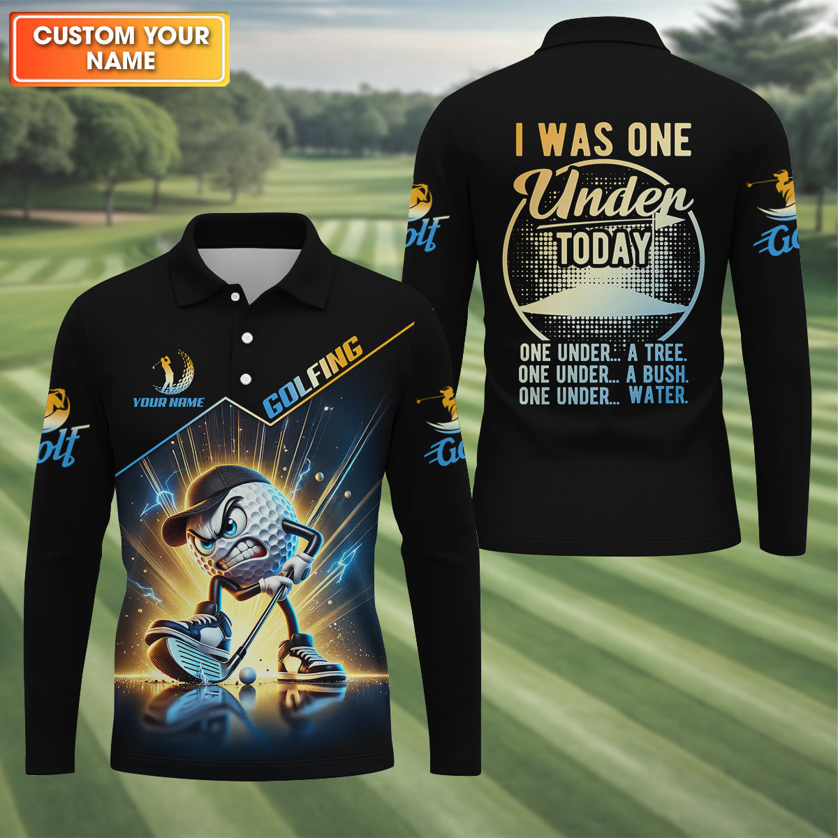 I Was One Under Today Custom Men's Golf Polo Shirt, Funny Golf Shirt, Dad Golf Gift