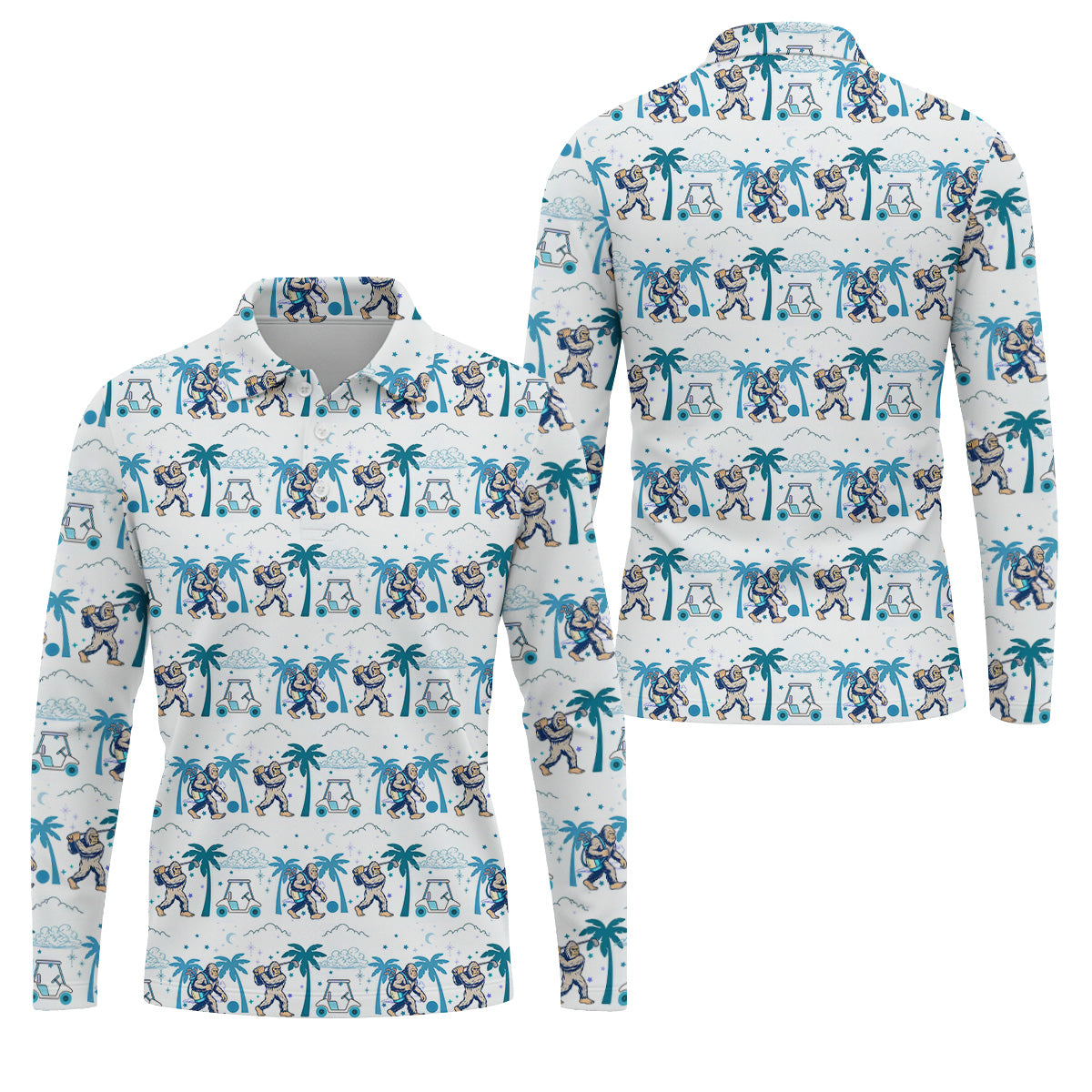 Funny Tropical Golf Cart Bigfoot Golf Shirt, Fun Golf Shirts For Men, Golf Accessories For Men