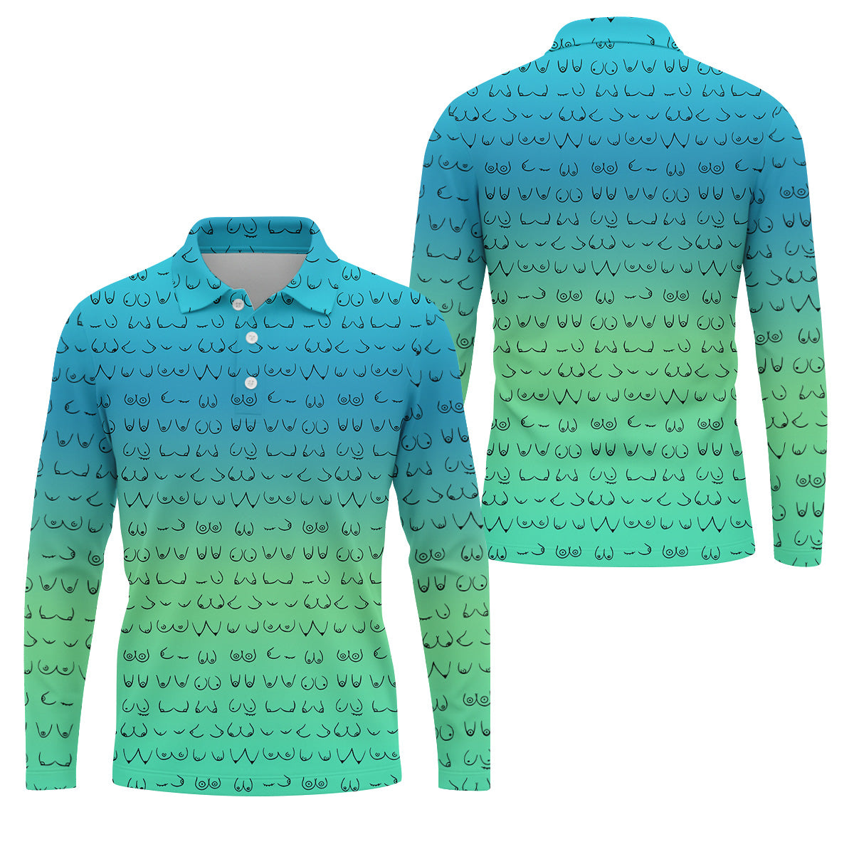 Blue Ombre Boobs Golf Shirt, Fun Golf Shirts For Men, Mens Golf Polo Shirts, Cool Golf Gifts