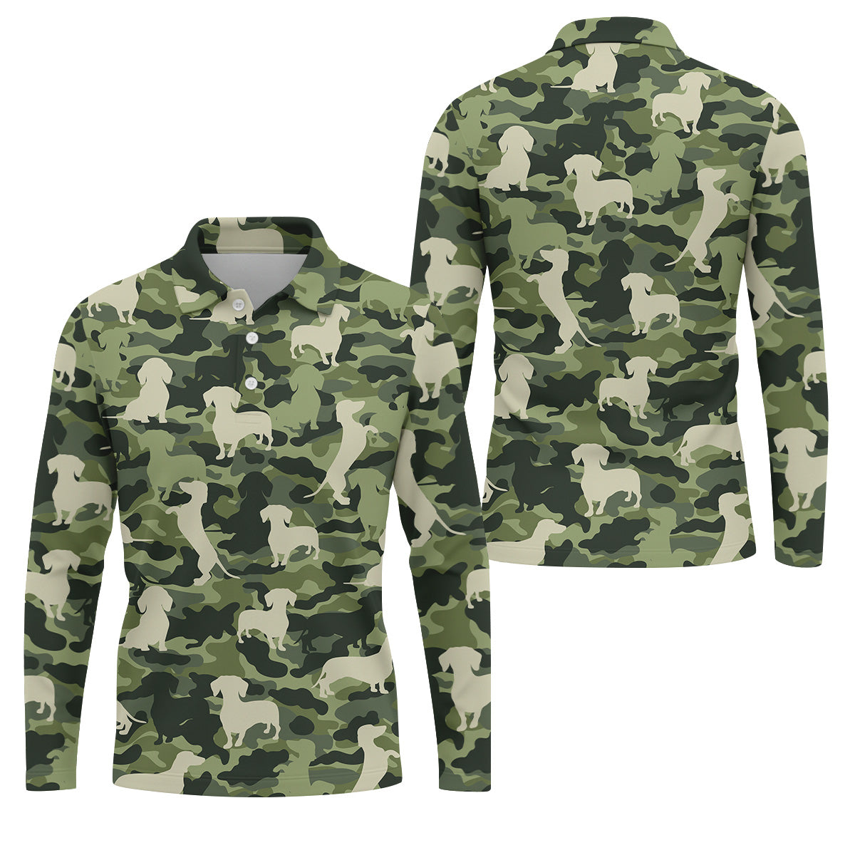 Funny Dachchunds Camo Men's Golf Shirt, Dog Golf Shirt, Funny Golf Shirt, Men Golf Gift