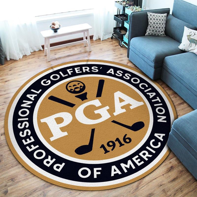 PGA Golf Living Room Round Rug, Funny Golf Ball Club Runner Rug