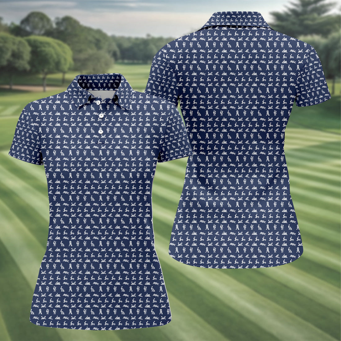 Stick Figure Couple Fun Womens Golf Shirts, Ladies Sleeveless Tops, Matching Golf Shirt, Womens Golf Tops