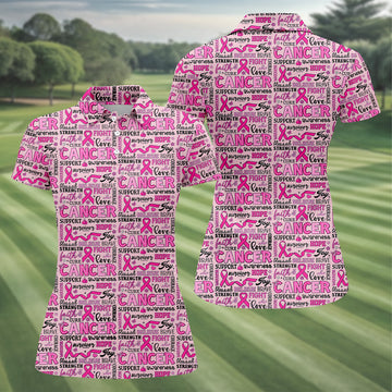 Pink Ribbon Breast Cancer Awareness Shirt, Ladies Sleeveless Tops, Ladies Golf Shirts, Golfing Apparel
