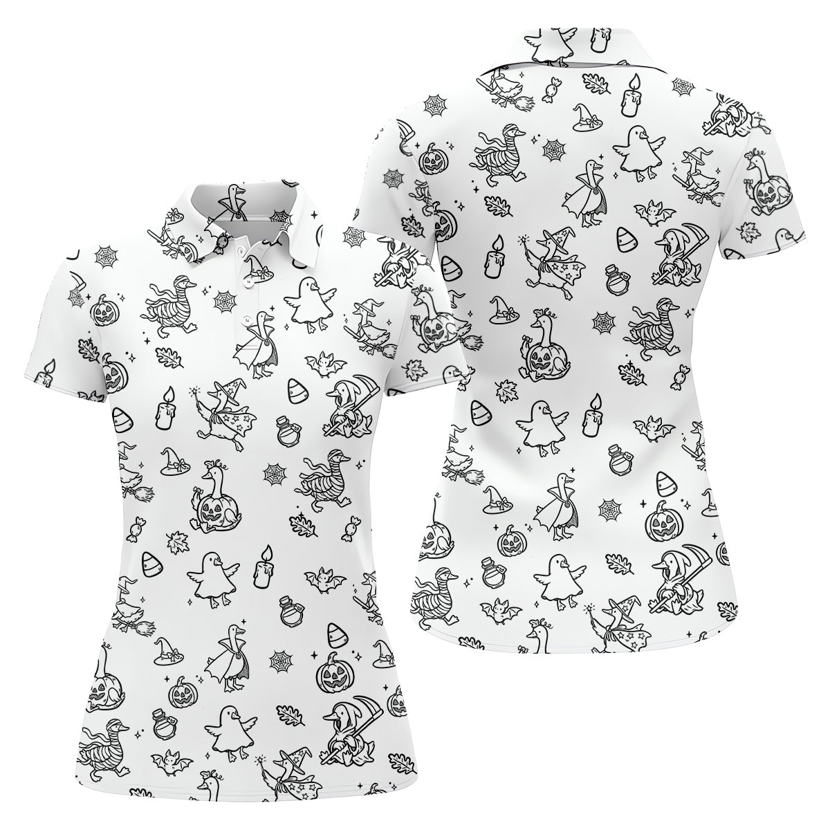 Goose Halloween, Doodle Pattern, Black And White Golf Polo, Sleeveless Womens Golf Shirts, Ladies Golf Shirts