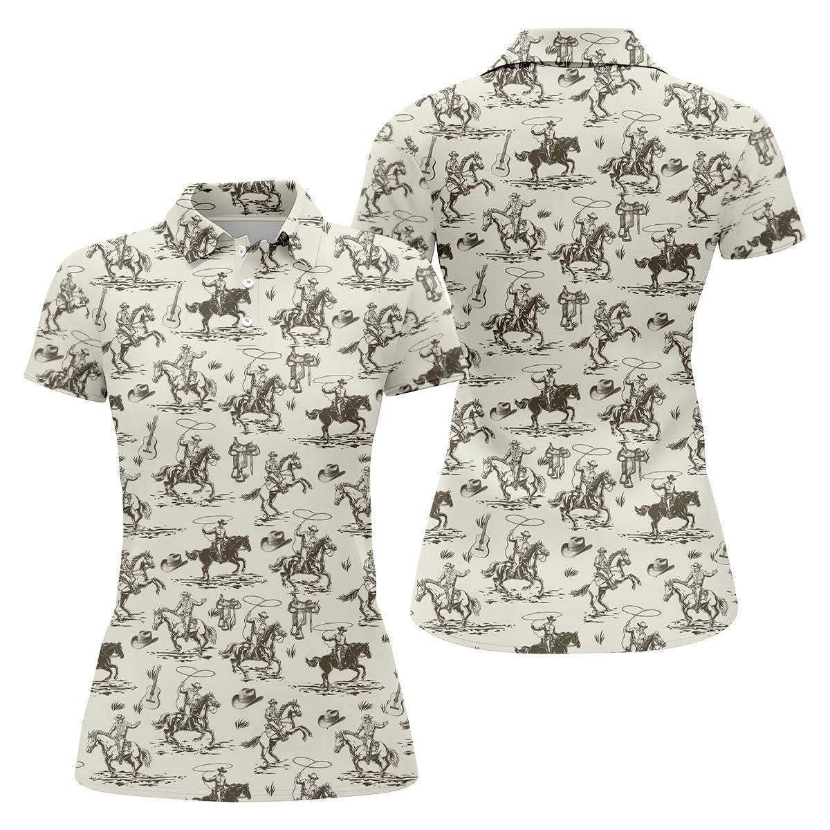 Cowboy Ride Horse Ladies Sleeveless Polo, Golf Polo Shirt, Ladies Golf Shirts, Golfing Apparel