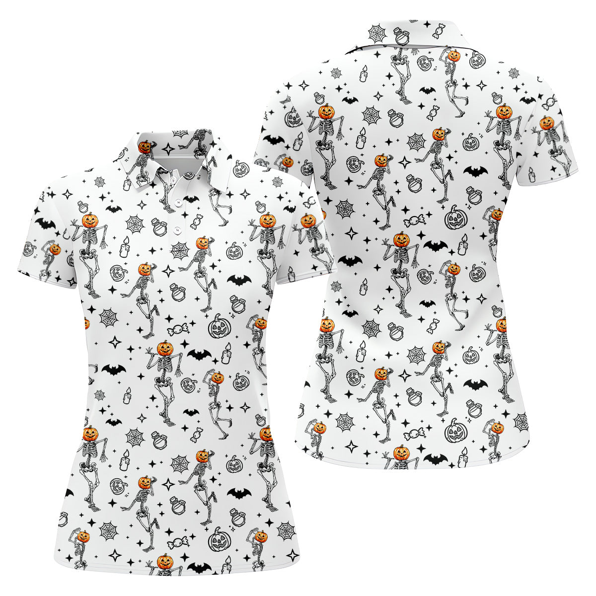 Skeleton Golf Shirt, Halloween Golf Shirt, Fun Golf Polos, Sleeveless Womens Golf Shirts, Ladies Golf Shirts