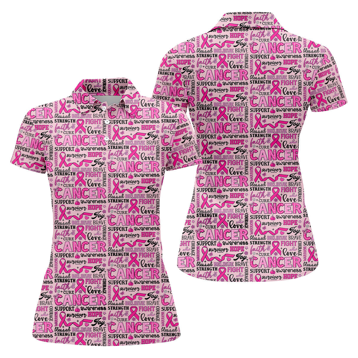 Pink Ribbon Breast Cancer Awareness Shirt, Ladies Sleeveless Tops, Ladies Golf Shirts, Golfing Apparel