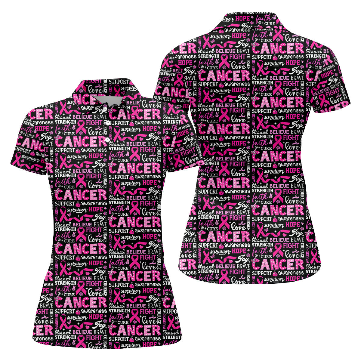 Pink Ribbon Breast Cancer Awareness Shirt, Golf Polo Shirt, Ladies Golf Shirts, Golfing Apparel