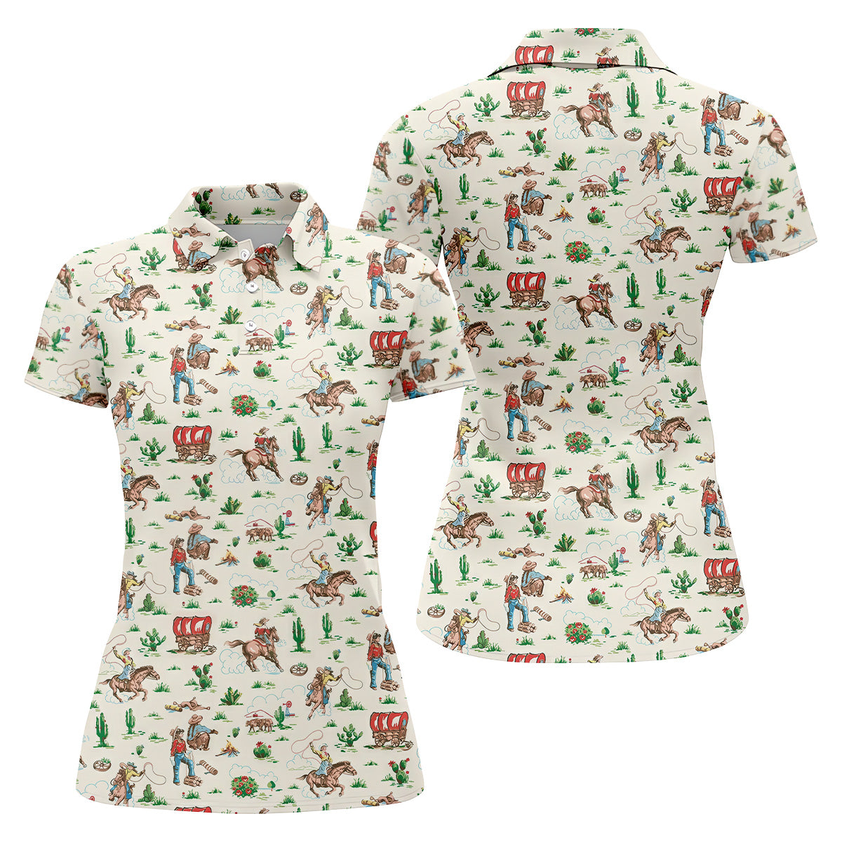 Western Cowgirl White Polo Women, Cute Golf Outfit, Matching Golf Shirt, Ladies Golf Shirts