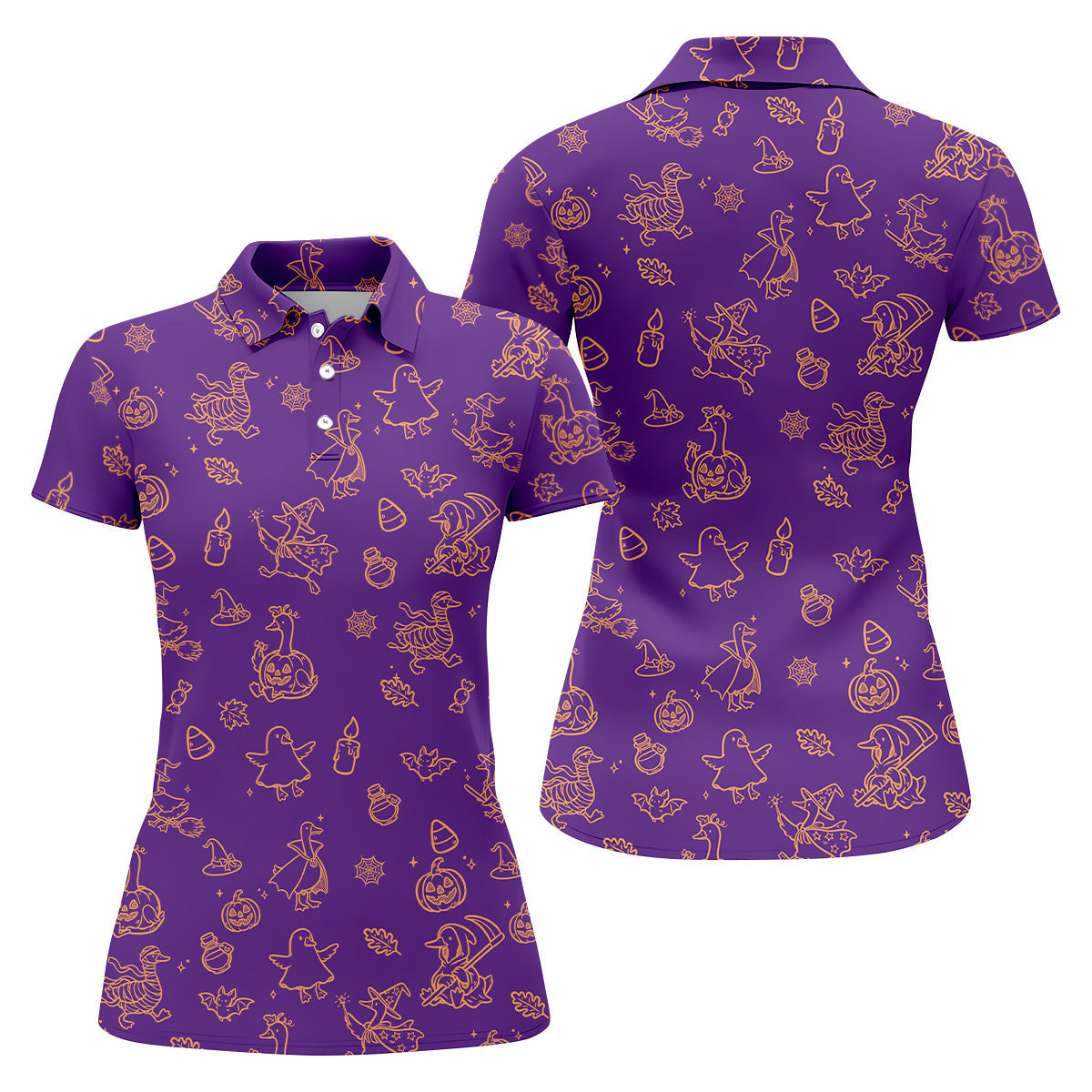 Goose Halloween, Doodle Pattern, Purple Golf Shirt, Sleeveless Womens Golf Shirts, Women Golf Top, Ladies Golf Shirts