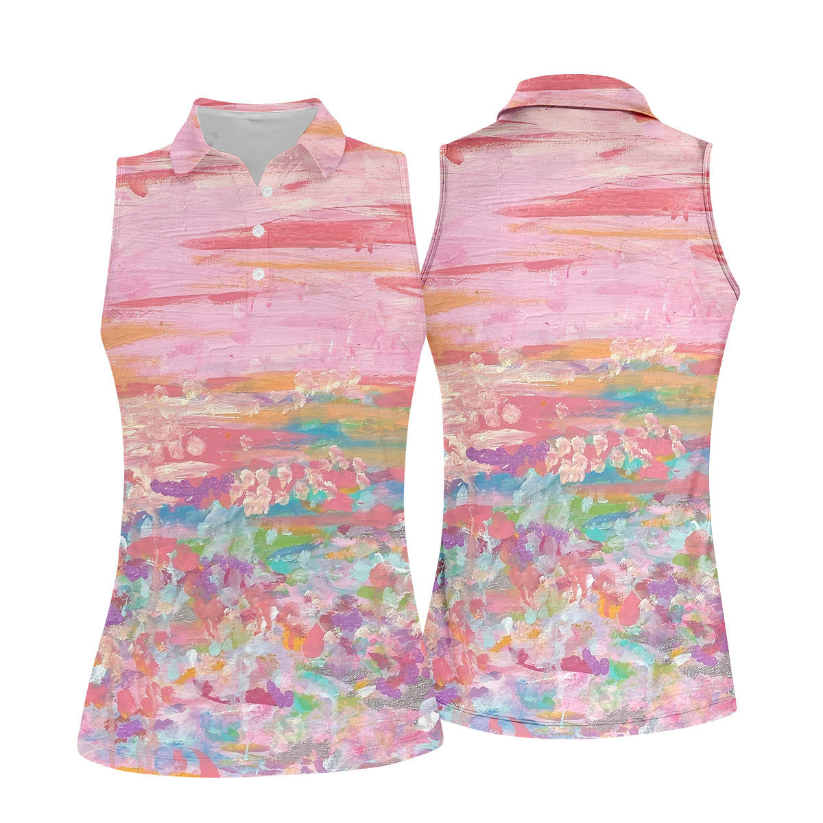 Ombre Colorful Breast Cancer Golf Shirt, Couple Golf Shirt, Matching Golf Shirt, His And Hers Golf Shirts