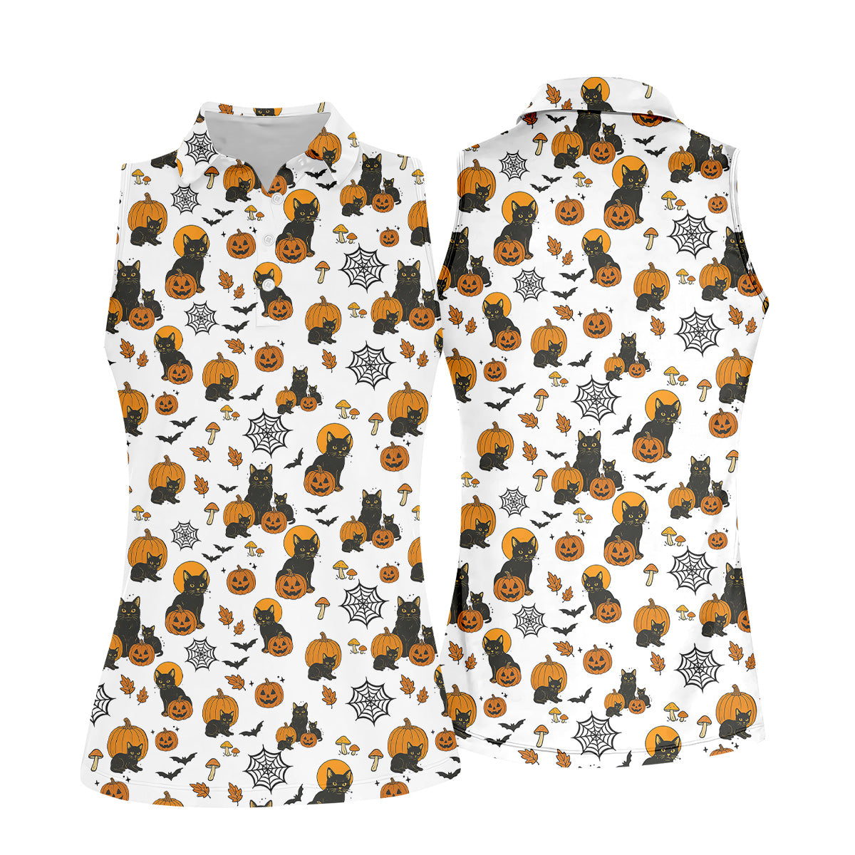 Halloween Black Cat, Pumpkin Shirt, Funniest Halloween Shirts, Womens Golf Tops, Ladies Golf Polo, Golfing Apparel