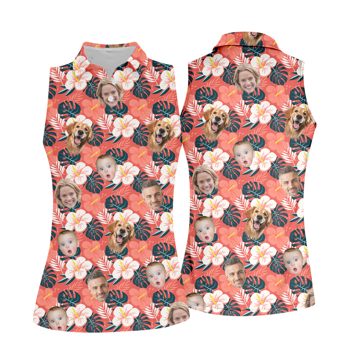 Womens Hawaiian Golf Shirts, Custom Hawaiian Shirt With Face, Women's Long Sleeve Golf Shirts, Ladies Golf Tops