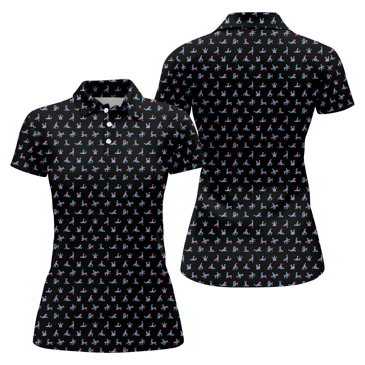 Funny Stick Figure Golf Shirt, Funny Position Couple Golf Shirt, Matching Golf Shirt, His And Hers Golf Shirts