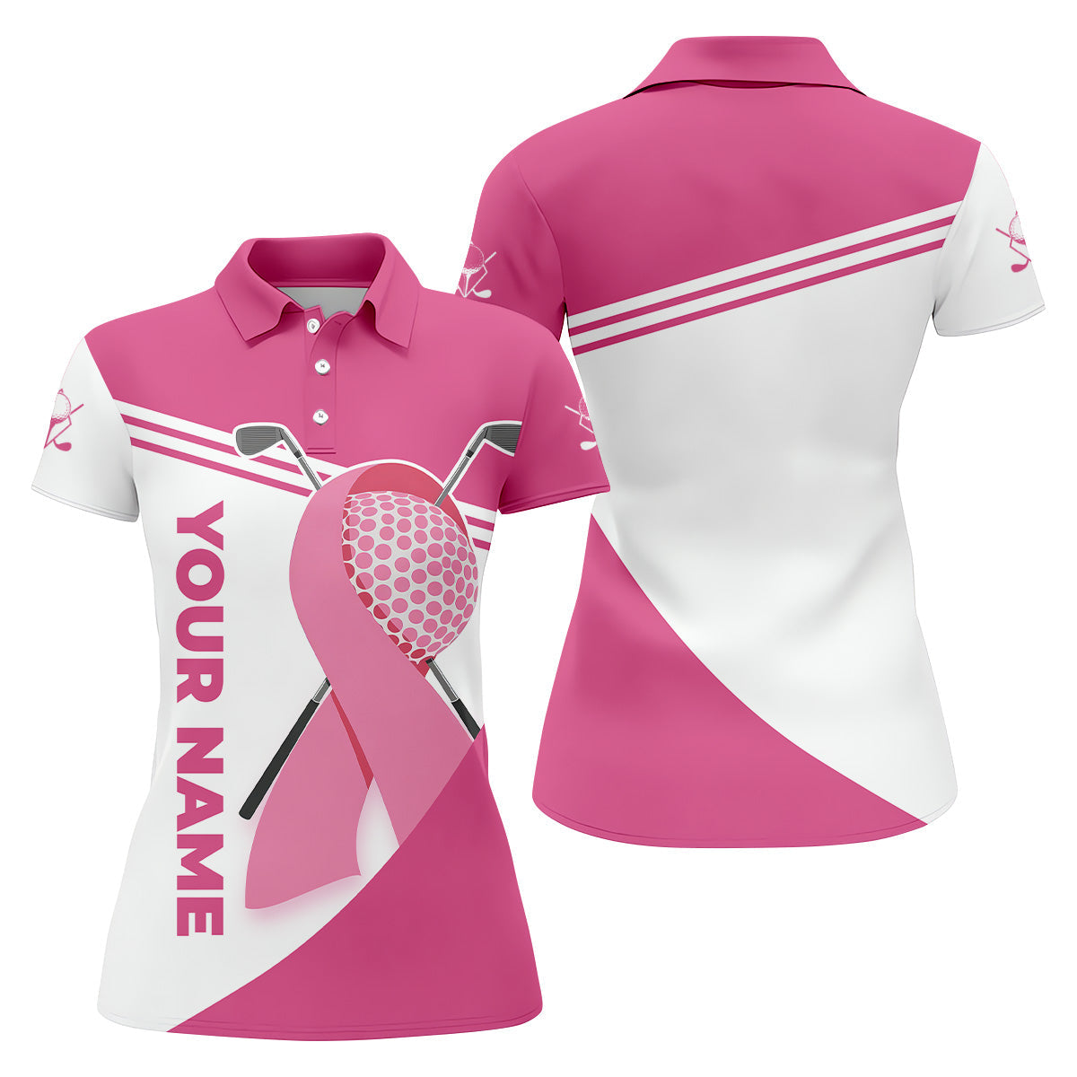 Breast Cancer Womens Golf Shirt, Pink Ribbon Golf Shirt, Breast Cancer Awareness Shirt, Ladies Golf Shirt