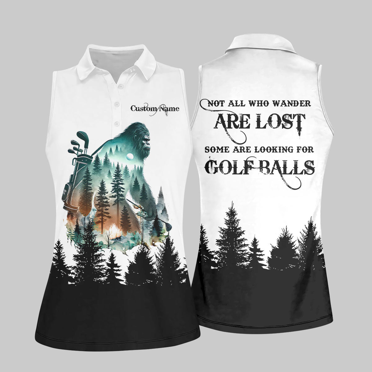 Not All Who Wander Are Lost Golf Polo Shirt, Funny Bigfoot Golf Shirt, Ladies Golf Shirt, Women Golf Gift