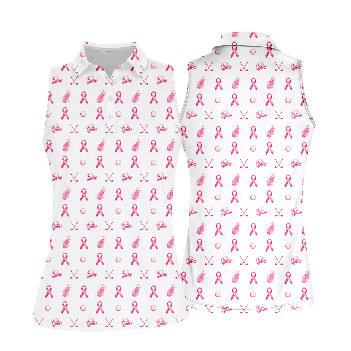 Pink Ribbon Women Golf Shirt, Breast Cancer Golf Shirt, Breast Cancer Awareness Shirts, Ladies Golf Shirt