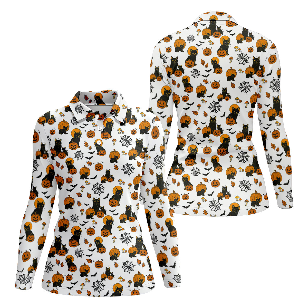 Halloween Black Cat, Pumpkin Shirt, Funniest Halloween Shirts, Womens Golf Tops, Ladies Golf Polo, Golfing Apparel