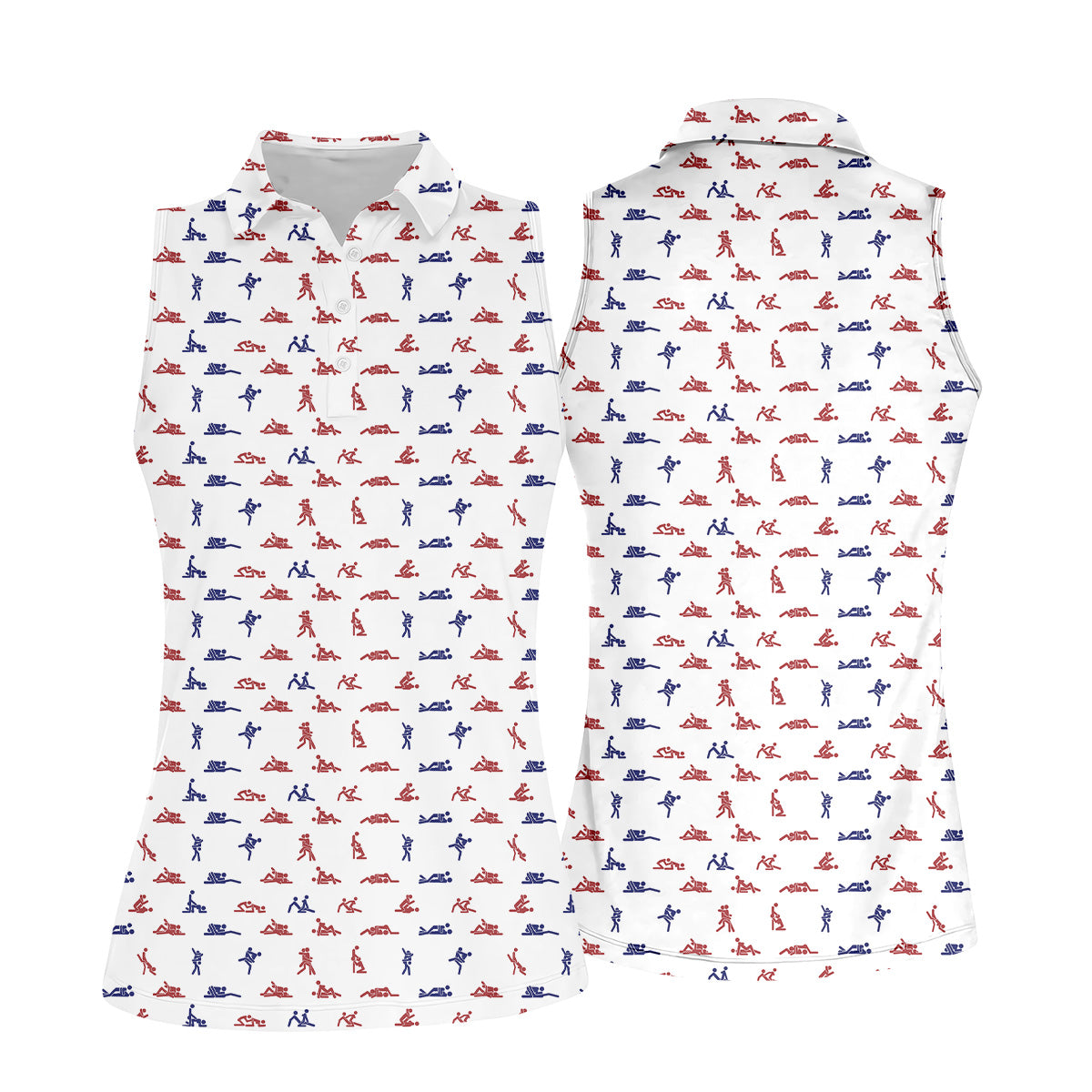 Funny Stick Figure Women's Golf Polo Shirt, Funny Position Golf Shirt, Ladies Sleeveless Golf Shirts, Women Golf Gift