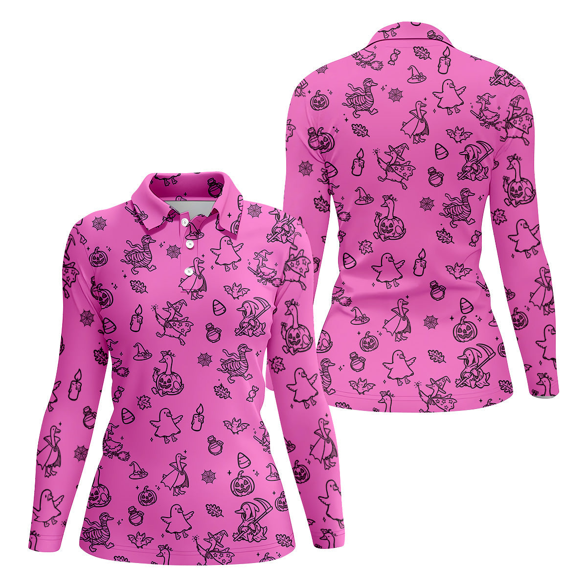 Goose Halloween, Doodle Pattern, Hot Pink Golf Shirt, Sleeveless Womens Golf Shirts, Women Golf Top, Ladies Golf Shirts