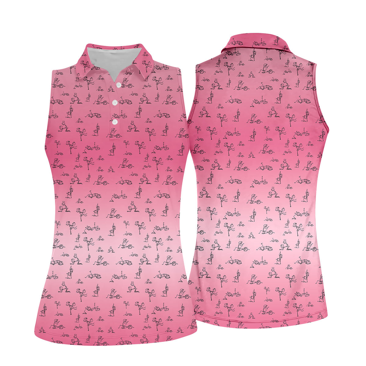 Funny Stickman Ladies Pink Golf Shirt, Unique Gift For Golfer, Ladies Golf Polos, Golfing Apparel