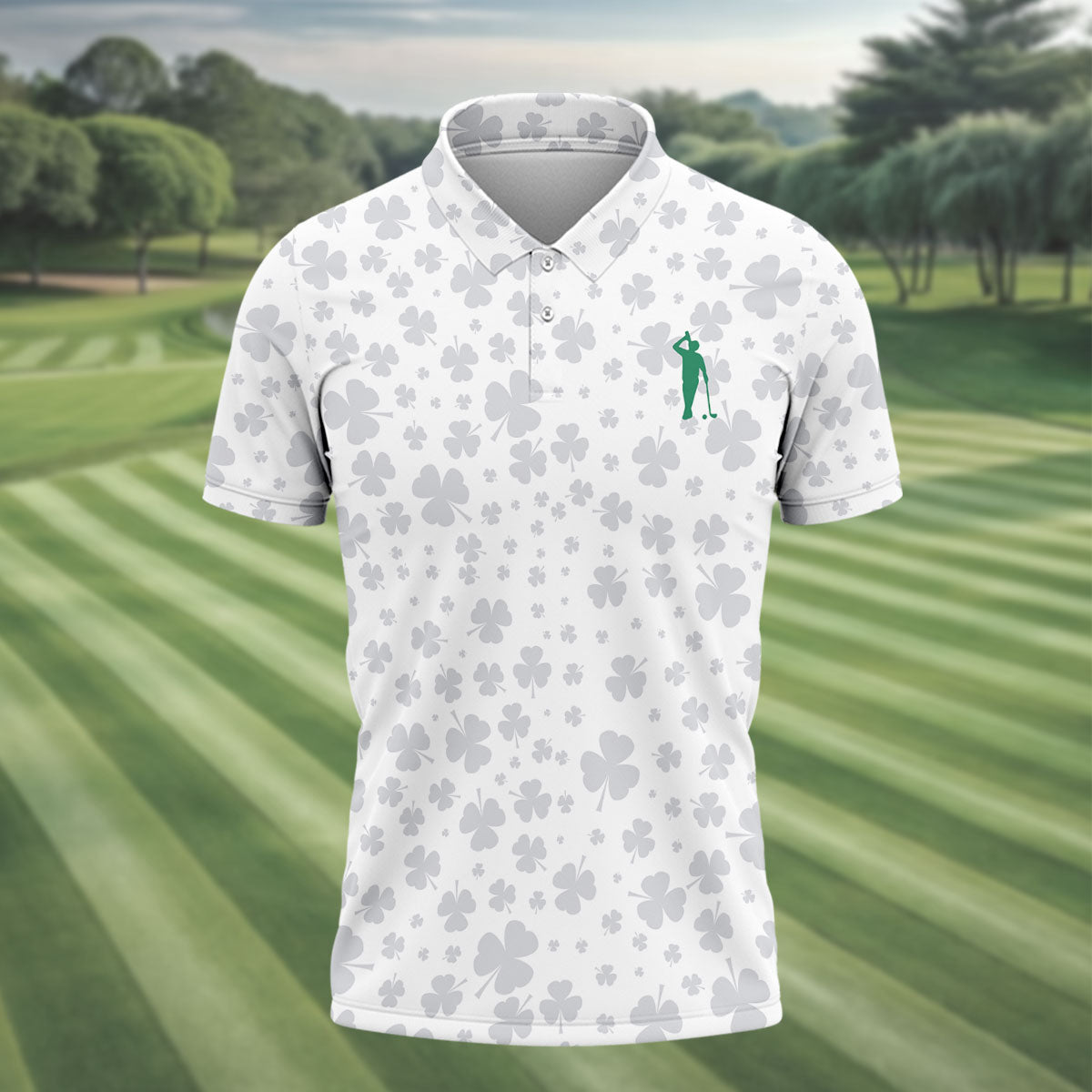Shamrock Golf Polo Shirt, Mens Golf Shirt, Gift For Golfer