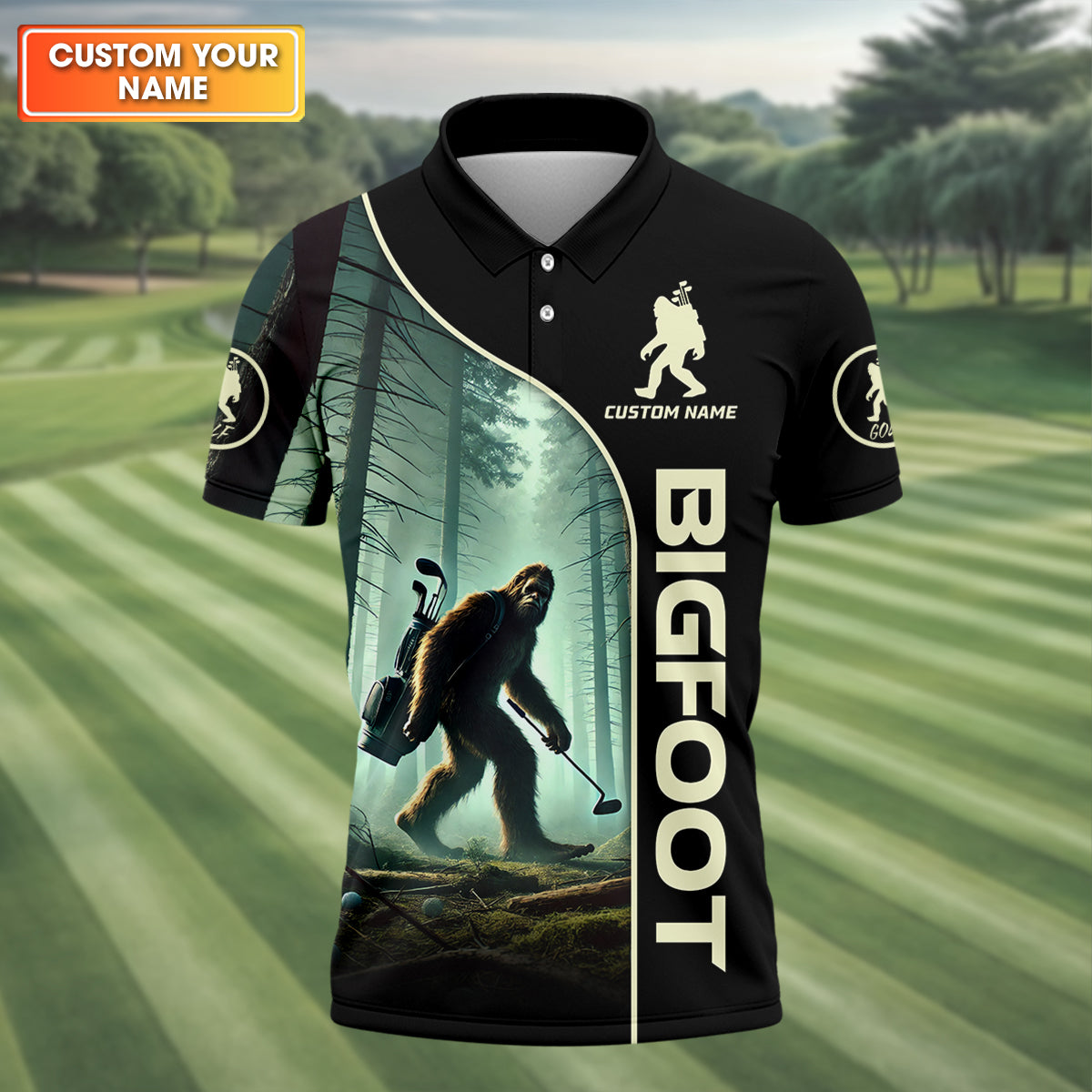 Not All Who Wander Are Lost Custom Men's Golf Polo Shirt, Funny Bigfoot Golf Shirt, Dad Golf Gift