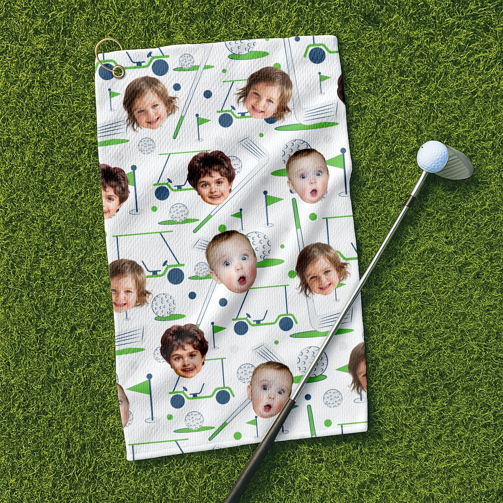 Custom Golf Towel With Kids Photo, Funny Golf Towel, Golf Rag, Christmas Golf Gift