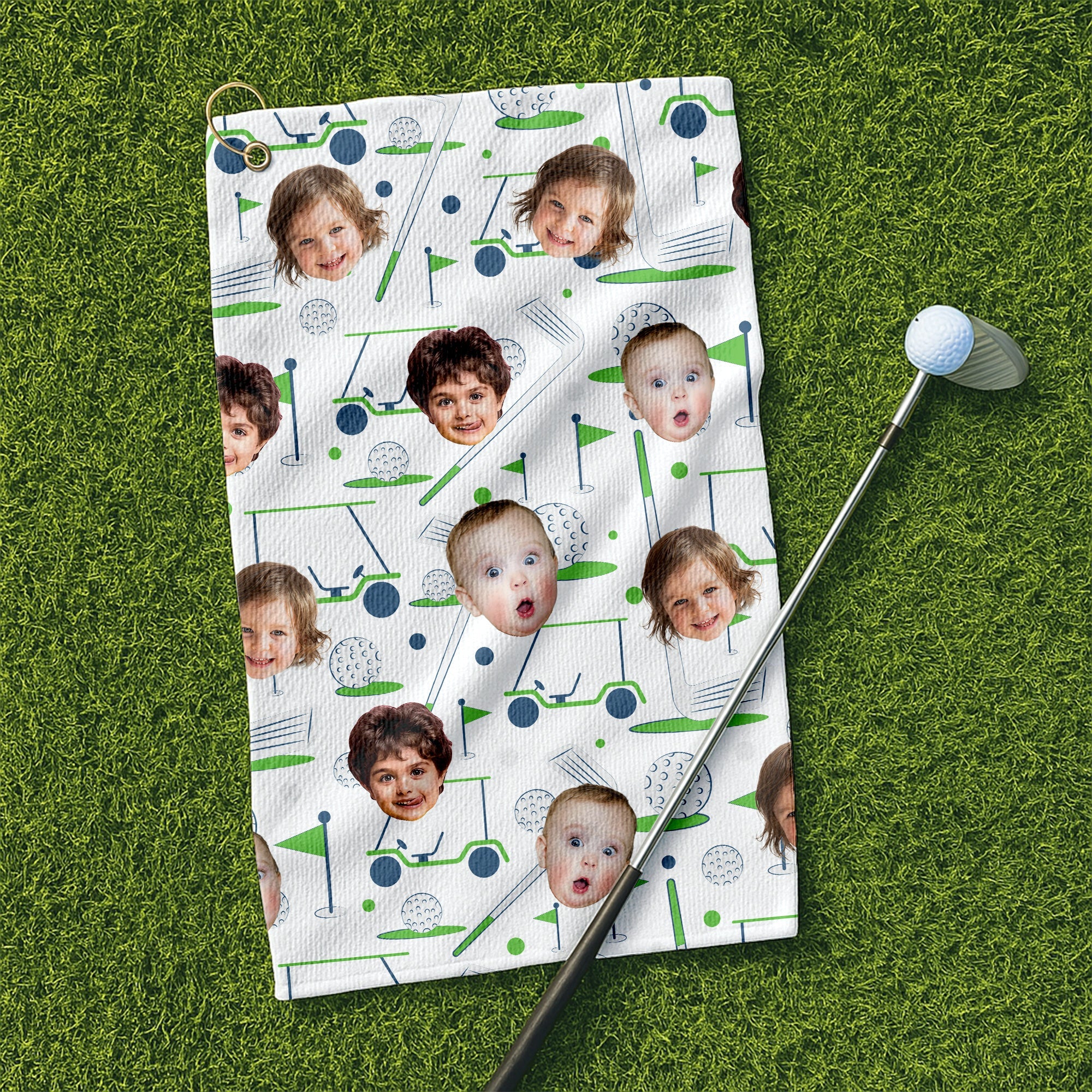 Custom Golf Towel With Kids Photo, Funny Golf Towel, Golf Rag, Christmas Golf Gift