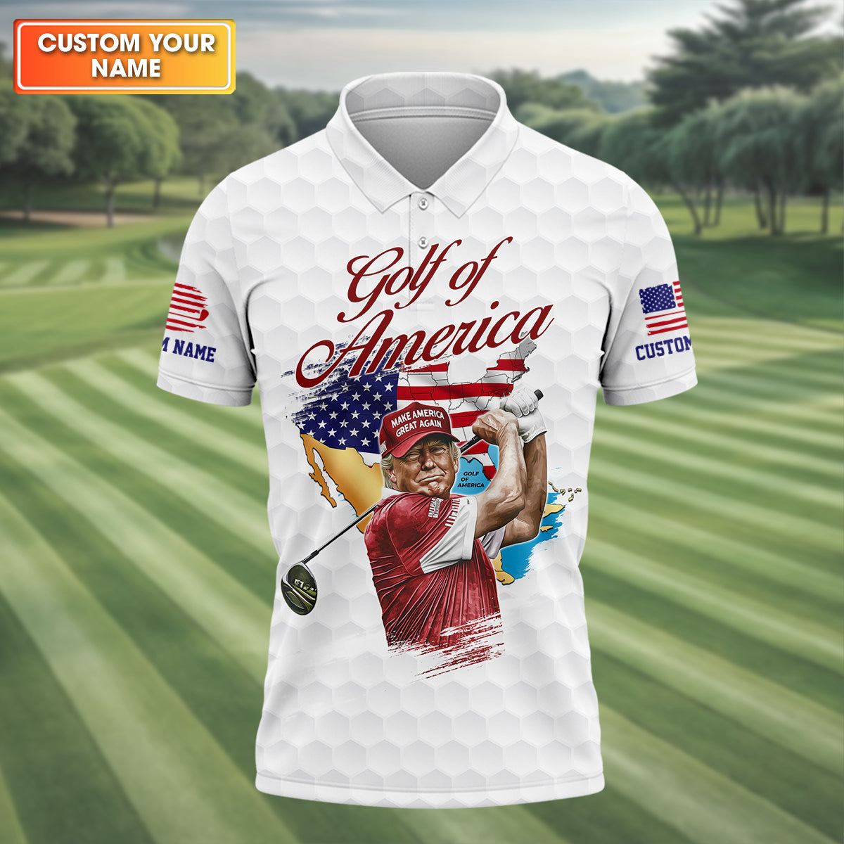 Golf Of America Custom Men's Golf Polo Shirt, Funny Golf Shirt, Christmas Golf Gift
