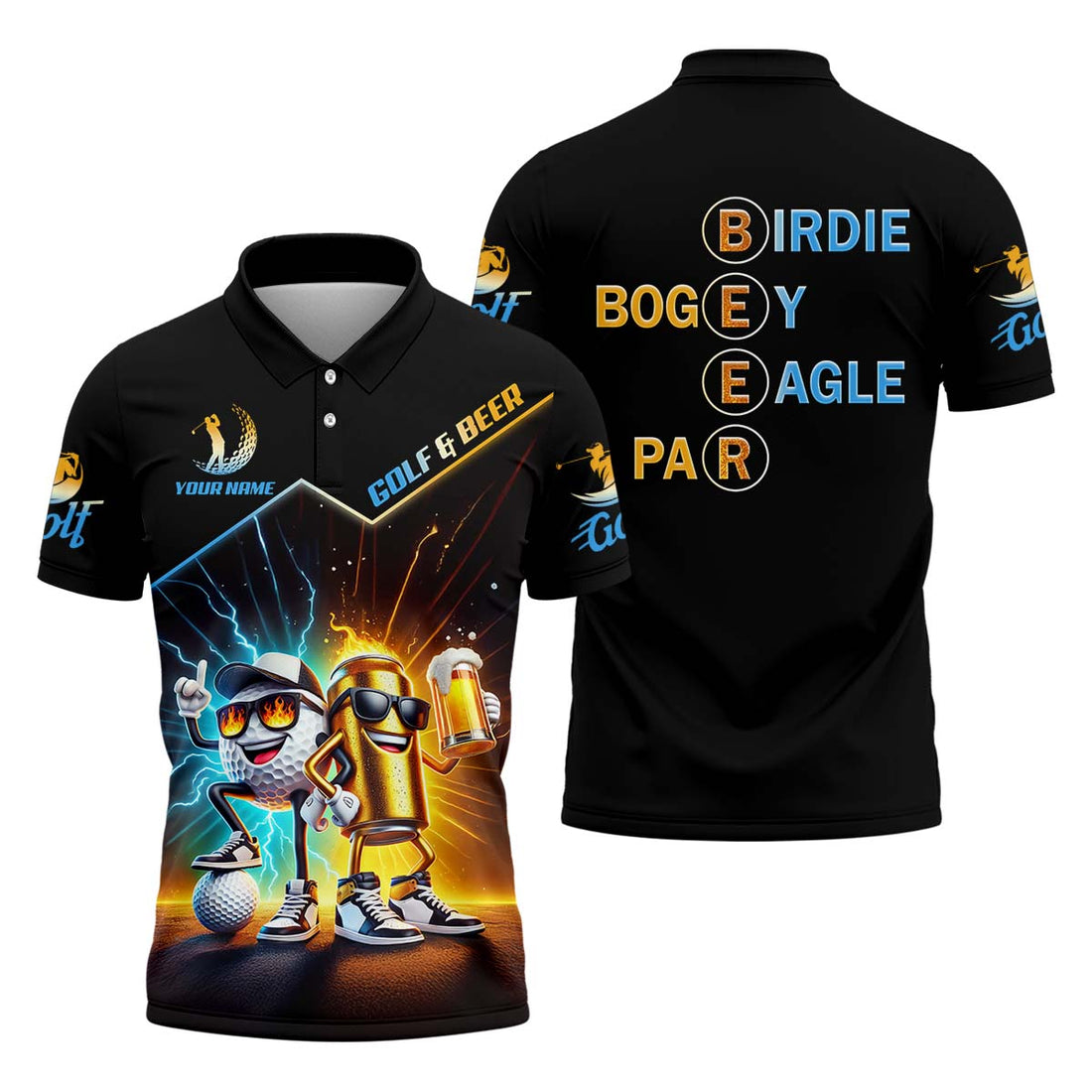 Beer And Golf Funny Golf Polo Shirt, Golfing Apparel, Golf Gift For Men, Funny Golf Shirt