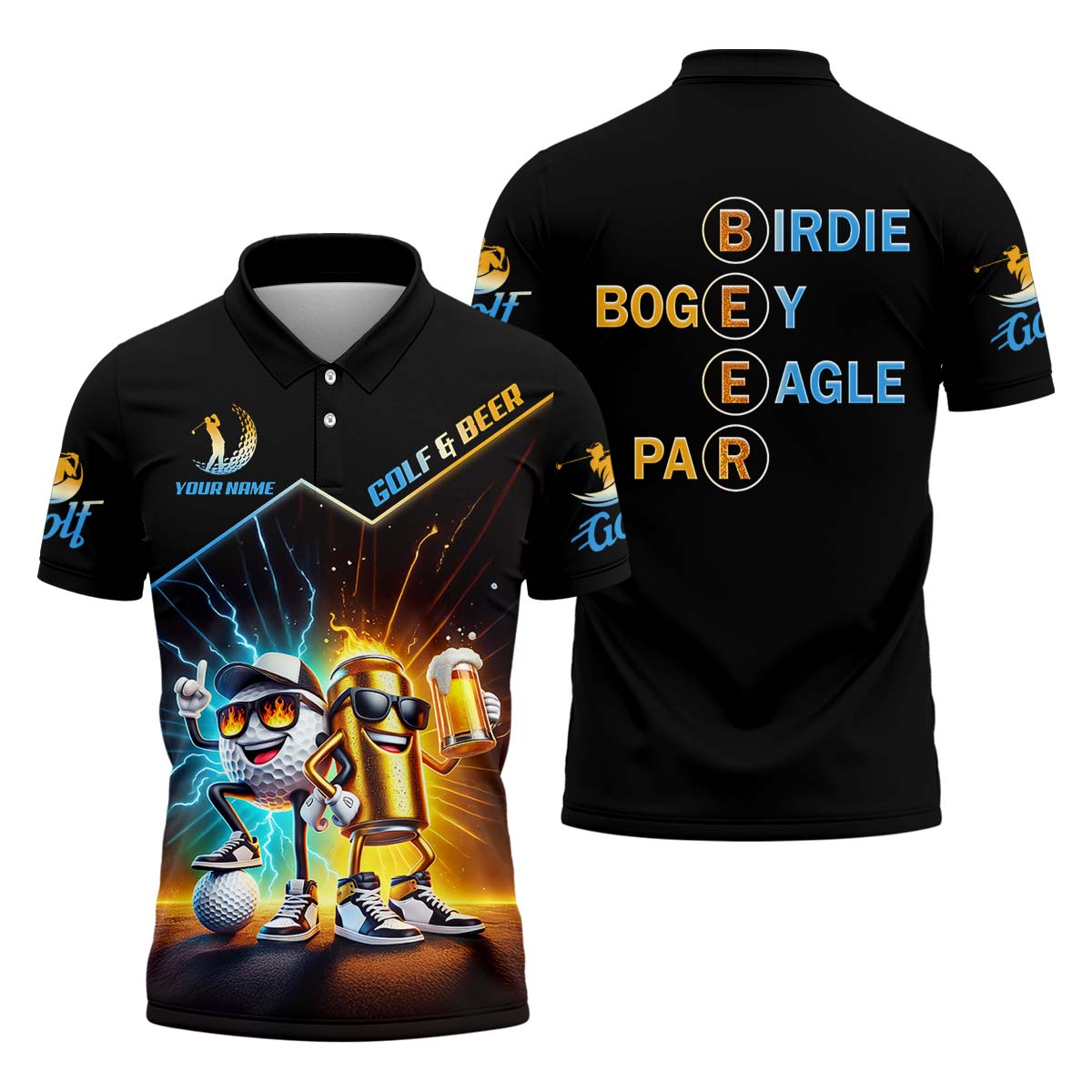 Beer And Golf Funny Golf Polo Shirt, Golfing Apparel, Golf Gift For Men, Funny Golf Shirt