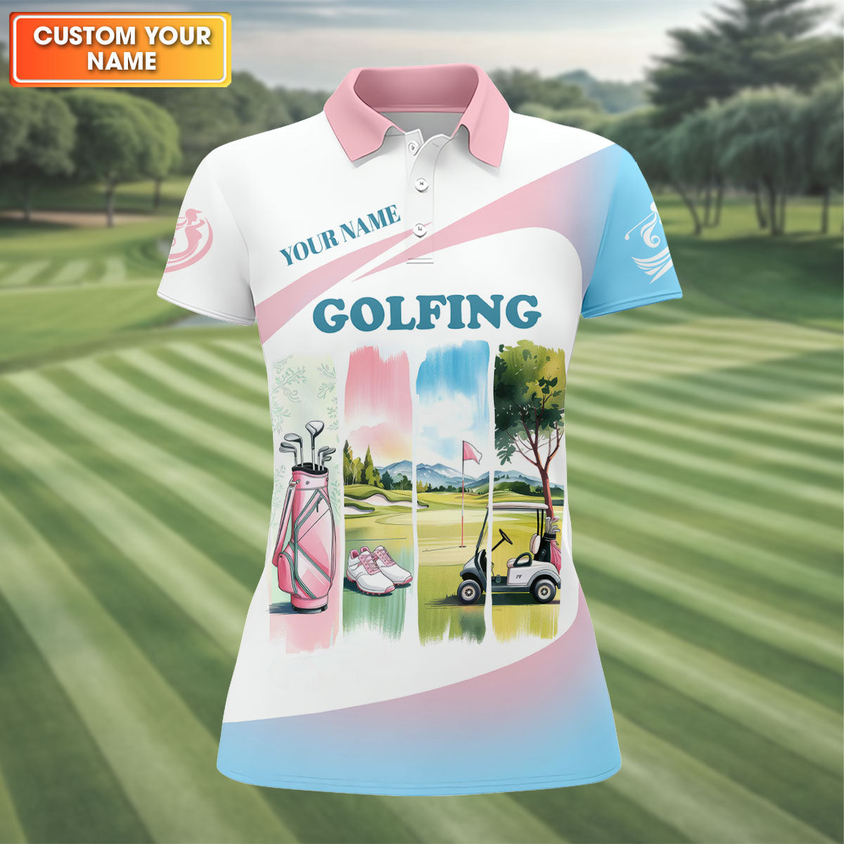 Watercolor Funny Womens Golf Polo Shirt, Ladies Golf Shirt, Mothers Day Gifts