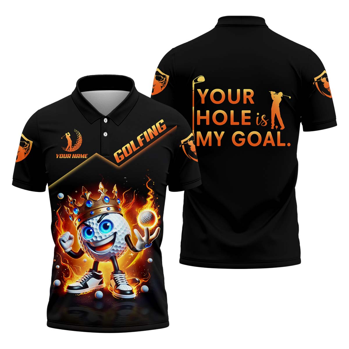 Your Hole Is My Goal, Custom Men's Golf Polo Shirt, Golfing Apparel, Golf Gift For Men
