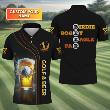 Golf And Beer Custom Funny Golf Polo Shirt, Mens Golf Gift, Gift For Golfers, Dad Golf Gift