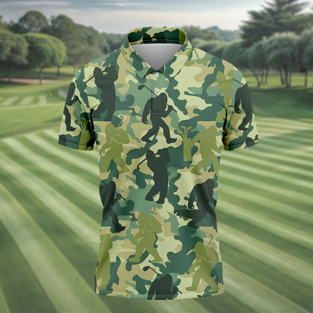Bigfoot Sasquatch Men's Golf Polo Shirt, Funny Golf Shirt, Gift For Golfers