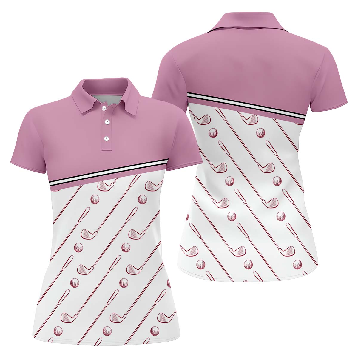Pink Womens Golf Polo Shirt, Golfing Apparel, Womens Golf Gifts