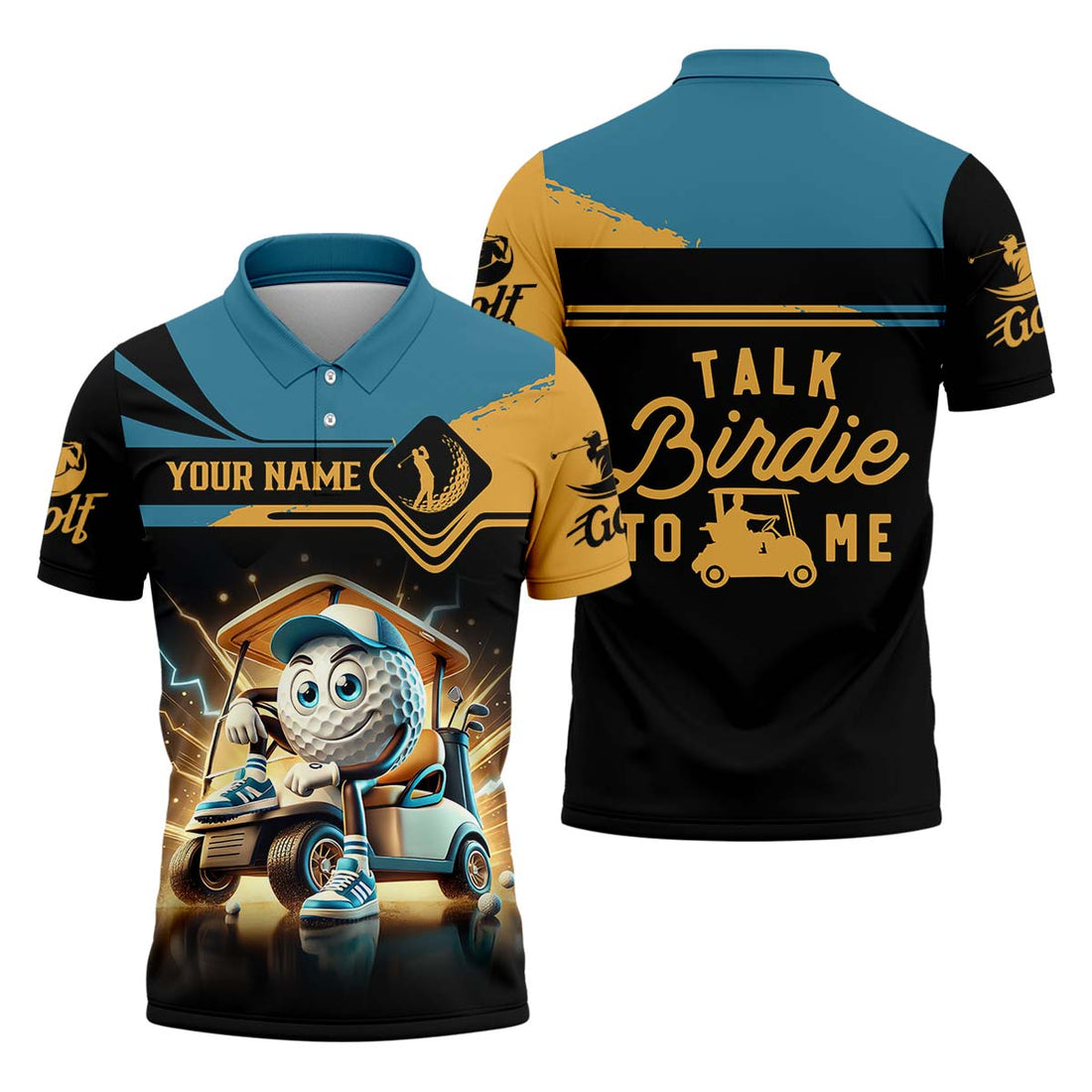 Talk Birdie To Me Custom Men's Golf Polo Shirt, Golfing Apparel, Funny Golf Polos, Mens Golf Gift