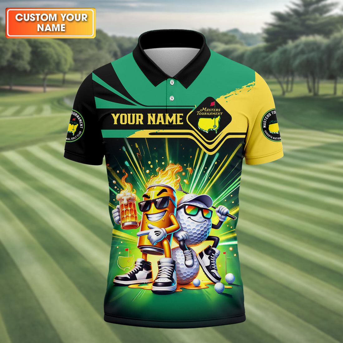 Par Eagle Birdie Bogey Golf & Beer Custom Men's Golf Polo Shirt, Master Tournament Shirt, Funny Golf Polos